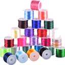 KONMAY 25 Colors 450 Yards 1.5mm Nylon Rattail Satin Silk Trim Cord Bracelet Making String for Chinese Knotting, Kumihimo, Beading, Macram, Jewelry Making, (Mixed)