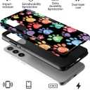 Compatible for Samsung Galaxy A36 5G Case, 2 Layer Hard Shell Silicone Cover 2 in 1 Shockproof Protective Phone Case,Animal Paw Print