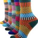 YZKKE 5Pack Womens Vintage Winter Soft Warm Thick Cold Knit Wool Crew Socks, Multicolor, free size (Q-10)