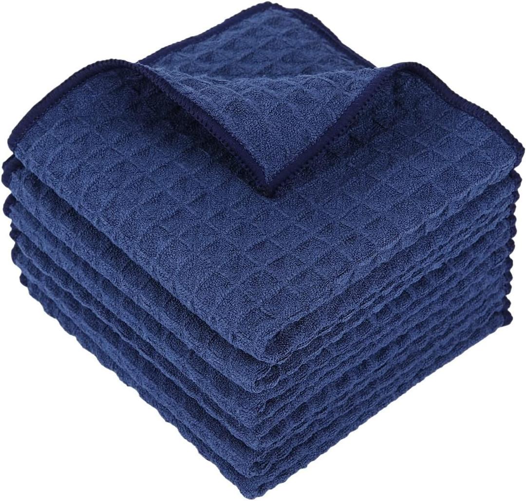 HUFFA Microfiber Cleaning Cloth Thickened Kitchen Towel Home Cleaning Rags Soft Wipes for Glasses Absorbent Dishcloth (Color : Navy Blue)