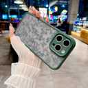 for iPhone 13 Pro Max Case, Flowers Butterfly Slim Hard PC Frosted Shockproof Drop Protection Cover, Translucent Matte Floral Phone Case for Women Girls 6.7" - Green