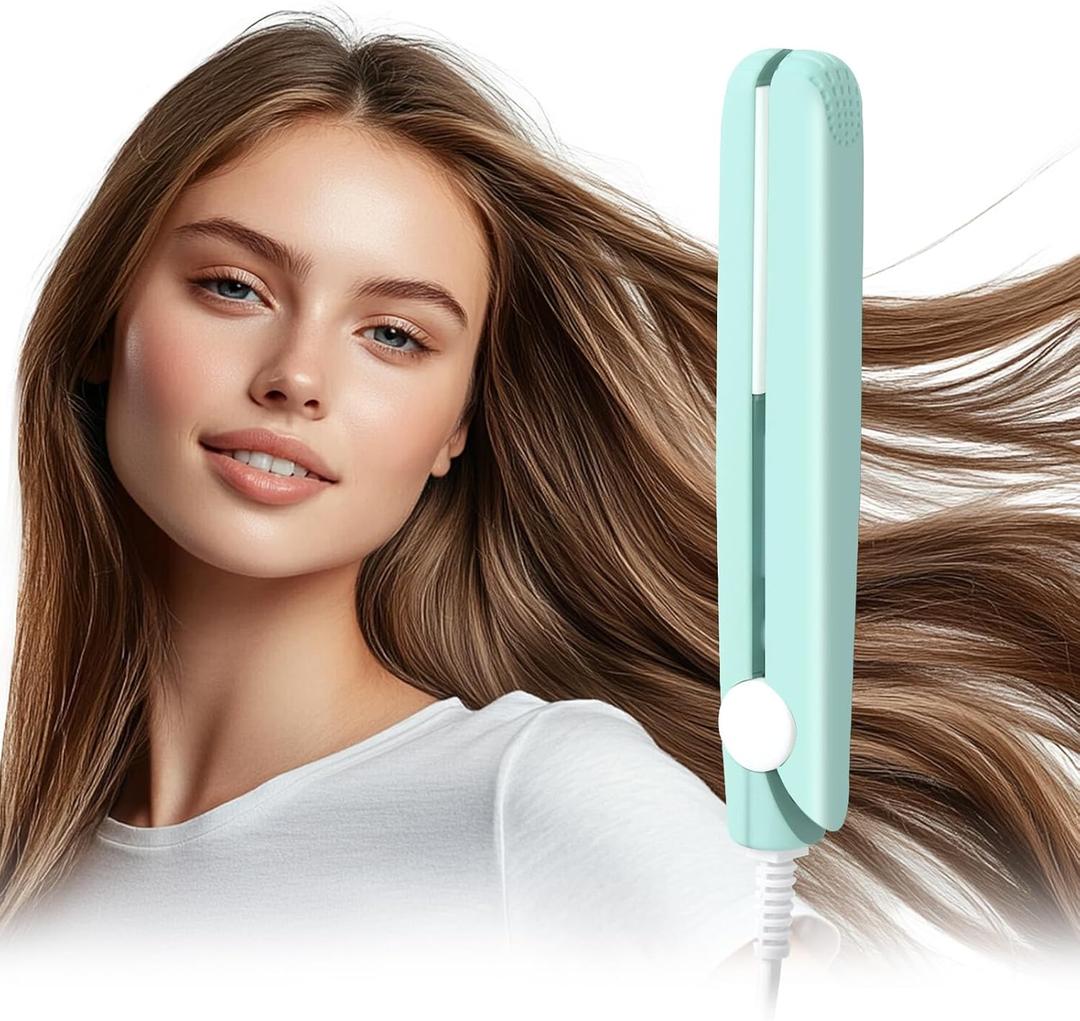 Mini Dual Purpose Curling Iron, 2 in 1 Mini Curling Wand & Flat Iron Hair Straightener, Portable Travel Curling Wand for Women Short Hair, Hair Straightener for All Hair Types