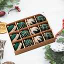 Velvet Christmas Ball Ornaments,Hand Flocking Diamond Setting Shatterproof Tree Decorations, Holiday Wedding Party 12 Pack (Green)