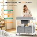 Baby Changing Table, Portable Diaper Changing Station, Changing Table with Wheels, Waterproof Changing Pad, Removable Storage Baskets & Safety Belt, Mobile Nursery Organizer for Newborns