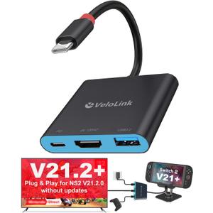 Switch 2 Dock for Nintendo Switch 2 Plug & Play for Latest V21, Switch 2 Portable Dock with HDMI 2.1/PD/USB A 3.2 Compatible with Nintendo Switch 2/Rog Ally/steam Deck/Laptop/MacBook