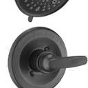 9-Setting Shower Faucet Trim Kit Compatible with Delta 13/14 Series, High Pressure 5.5" Round Rain Shower Head& Tub Handle Set, Matte Black(Valve& Catridge Not Inclued)