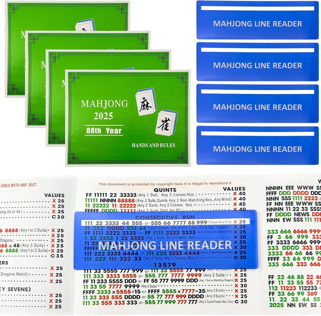 8 Pcs Mahjong Card Guide and Line Finder Set, Game Strategy Helper Tool for Beginners and Seniors, Perfect for Travel, Party, Game Night, Competition (Blue)
