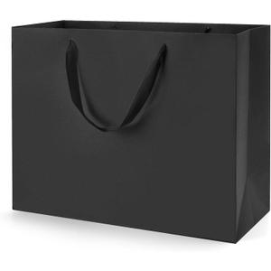MOXARYSU Extra Large Black Gift Bags: 16x6x12 Inch 3pcs Black Paper Bags With Handles Bulk For Party Shopping Birthday Wedding (XL-3)