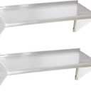 2 Pack Stainless Steel Shelf 18"x48" 400LB, Commercial Stainless Steel Shelves Wall Mounted, Heavy Duty Metal Floating Shelving for Home Kitchen, Restaurant, Garage