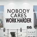2 x SEATUNE Gym Wall Stickers - Inspirational Quotes Motivational Office Wall Decals - Bedroom Home Gym Yoga Garage Vinyl Art Wall Decor - Nobody Cares Work Harder 21"X11" (Small, Black)