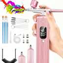 VITANEST Airbrush Kit with Compressor 48PSI Handheld Air Brush Set Rechargeable Portable Airbrush for Nail, Painting, Modeling, Makeup, Cake Decor, Cookie, Art, DIY Crafts (Pink)