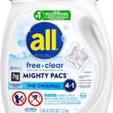 All Mighty Pacs Laundry Detergent, Free Clear for Sensitive Skin, Tub, 60 Count