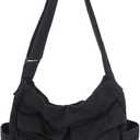 KlaOYer Canvas Messenger Bag Large Hobo Bag Crossbody Shoulder Bag Tote Bag with Pocket for Women and Men (Black)