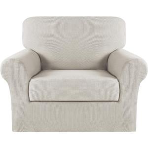 Turquoize 2 Piece Chair Covers Armchair Slipcovers for Living Room Armchair Sofa Covers with Arms Washable Furniture Protector for Chairs Feature Thick Fabric (Chair, Island Fossi)