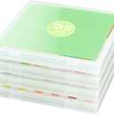 iBune 4 Pack 12x12 Scrapbook Paper Storage, Plastic Storage Organizers Craft Storage Box, Art Supply Puzzle Storage Box, Inner Size 12.2 x 12.2 x 0.85 in