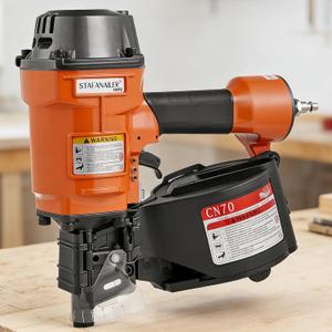 Update CN70 Air Coil Nailer, 15 Degree Pneumatic Coil Nail , 1-3/4" to 2-3/4" Fast Shooting Nailer, High Speed Air Coil Nail for Pallets, Siding, Crating, Fencing, Decking