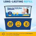 Diaper Pail Refill Bags 30 Bags Per RefillCompatible with Genie Easy Roll Signature Diaper Pails Holds Up to 2820 Newborn Diapers Talc Powder Scent 7 Layer Odor Barrier,Scented,2PACK (60 Bags)