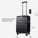 KROSER Carry On Luggage with Spinner Wheels & Built-in TSA Lock, Expandable Top Opening Hard Shell Suitcase Large Capacity Durable Rolling Luggage with USB Port, Carry-On 20-Inch, Black