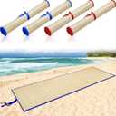Qunclay 2 Packs Straw Beach Mat Waterproof Non Slip Straw Mat Foldable Lightweight Picnic Mat with Trim for Camping Sunbathing Picnic Floor Yoga, 70 x 24 Inch