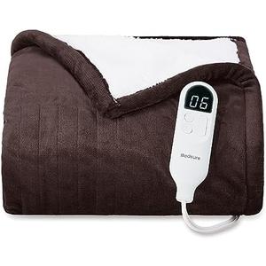 Bedsure Heated Blanket Throw Blanket - Fast Heating Electric Blanket, Soft Flannel Heated Throw with 4 Time Settings, 6 Heating Settings, Warm Gifts for Grandma Grandpa (50x60 inches, Brown)