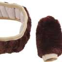 1 Set Winter Plush Car Steering Wheel Cover Warm Furry Handbrake Gear Shift Complete Set(Brown)