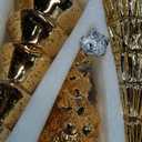 Funnymoom 3 Pack Glass Christmas Trees Lighted Christmas Tree Tabletop Glitter Christmas Centerpieces Decoration Glass Xmas Tree Holiday Figurines Ornament for Tables Mantle Holiday Fireplace(Gold)