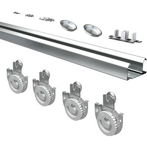 Bypass Sliding Door Hardware 60", Bypass Wardrobe Closet Door Track Set, Smoothly and Quietly, for 2 Door System