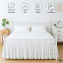 Premium Microfiber King Ruffled Bed Skirt, 24 Drop with Split Corners, Soft Wrinkle Free Bedskirt with Platform, Solid White Dust Ruffle for 78" x 80" Mattress