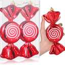 2 x Aoriher 2 Pcs 7.6" Large Candy Cane Ornaments Christmas Tree Peppermint Decorations Hanging Candy Ornaments Glitter Christmas Picks with Golden Ropes for Xmas Party Decorations (Red)