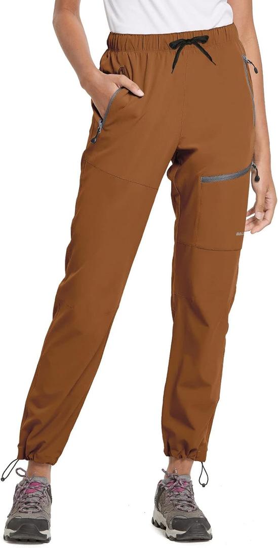 baleaf Women's Hiking Pants Quick Dry Lightweight Water Resistant Elastic Waist Cargo Pants for All Seasons (27''-caramel)