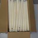 Baquler 100 Pcs Flameless Taper Candles Battery Operated Bulk 12.4 Ivory LED Taper Candles Flickering LED Candlesticks for Wedding Advent Halloween Christmas Party Decor