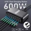 USB C Charger Block 600W Multi Port USB Fast Charging Station Hub GaN PPS PD 140W 100W Type C Wall Charger Power Adapter for Multiple Devices Laptop iPad iPhone 17 MacBook Galaxy S26 Android Pixel