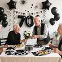 Grencian 96 Pcs 70th Birthday Supplies Silver Black 70th Birthday Party Plates Disposable Sweet 70 Seventy Years Old Decorations Paper Tableware for Men Party Supplies Serves 24