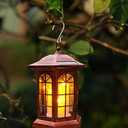 Solar Outdoor Waterproof Hanging Lantern, Yard Decorative Solar Lights PVC Upgrade 3 LED Flickering Flameless Candle Decorative Lights for Garden(Garden Candle)