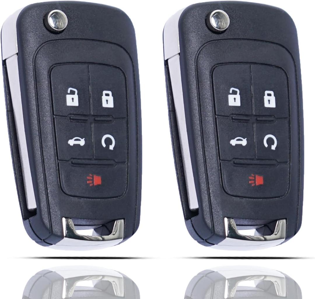 SUPALAND Flip Key Fob Shell Case Replacement Fits for Chevrolet Cruze Malibu Equinox Sonic Impala GMC Terrain Buick Lacrosse Regal Verano Encore 2010-2019 Keyless Remote Control KeyPad Key Fob Cover