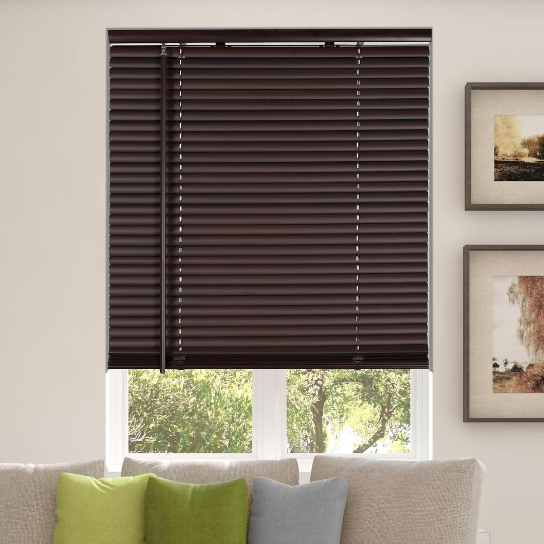 CALYX INTERIORS Room Darkening Vinyl Mini Blinds, Cordless, 1" Slat, 35" W x 60" H
