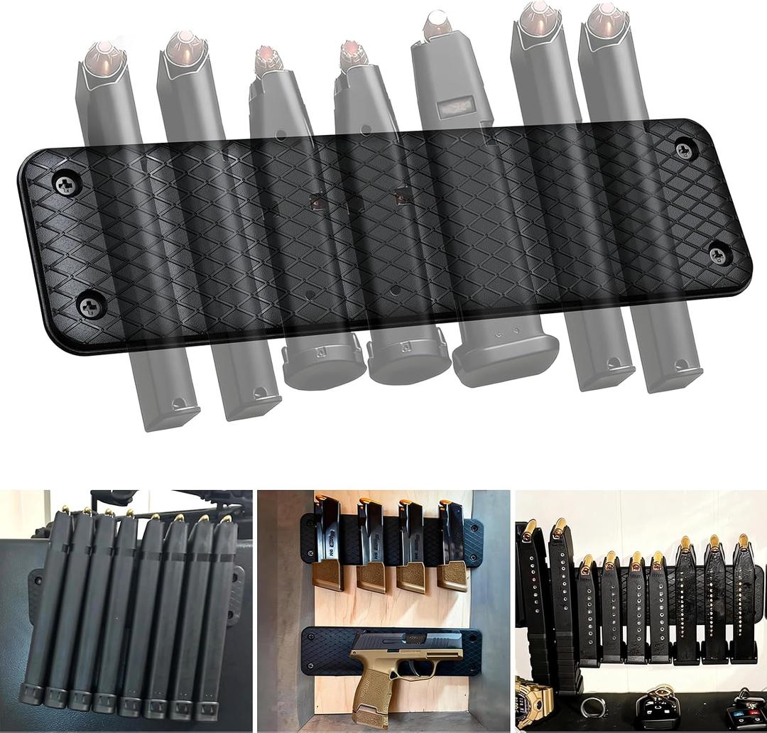 Ammunition Magnet Mag Holder 8 Pistol Magazines Capacity, Magnetic Ammo Storage in Home Bedroom Desk Car and Truck, Tactial Accessories for Handgun, Pistol and Metal Mags