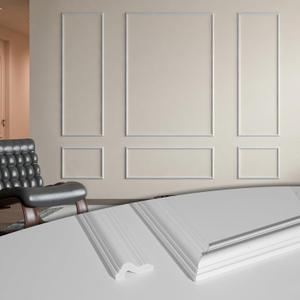Art3d Pre-Cut Wall Molding Set of 6 pcs, Ready-to-Assemble Wainscoting Panels for Interior Wall Dcor Living Room Bedroom Accent Wall - Installed with Glue, 3 Top 3 Bottom (White: Style 2)