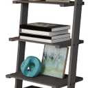 5-Tier Ladder Shelf - 50-Inch Narrow Leaning Bookshelf - Wooden Bookcase for Living Room, Bathroom, Kitchen, Office, or Bedroom Furniture by Lavish Home (Gray) 