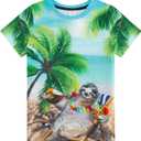 RAISEVERN Boys Girls 3D Graphic Printed T-Shirts Short Sleeve Summer tees for 4-14 Years (1a-hawaiian Style 03)