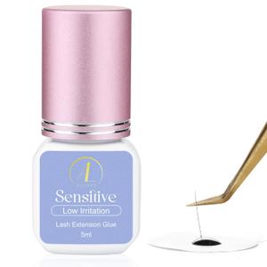 ALLOVE Sensitive Lash Extension Glue 3-5S Drying Time Low Fume Eyelash Extension Glue 3-4 Weeks Retention Lash Glue for Eyelash Extensions 5ml Professional Use Only Black