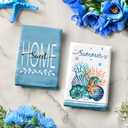 Seashell Coral Starfish Hand Towel Set of 2, Summer Blue Bath Hand Towels, 18x26 Inch, Coastal Towel for Bathroom Home Kitchen, Soft Dish Towel, Summer Farmhouse Seasonal Decoration