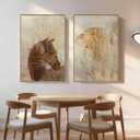 Large Framed Vintage Landscape Long Narrow Wall Art for Hallway, 2 Piece