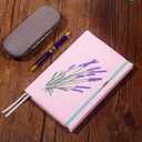 FRORA Embroidered Journal Notebook, Hardcover, Dotted line, (Pink, Lavender), 192 Pages, Medium 5.8 inches x 8.6 inches - 80 GSM thick Paper