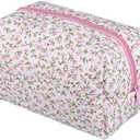 GALPADA Floral Makeup Bag Travel Cosmetic Organizer with Secure Zipper Lightweight Makeup Pouch for Women Perfect for Daily Touch-Ups, Pack of 2