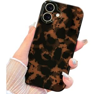 Anuck for iPhone 17 Case Tortoise Shell Phone Case, Cute Chic Amber Leopard Cheetah Print Aesthetic Design Full Camera Protection, Soft TPU Slim Shockproof Cover 6.3" for Women Girls Men-Tortoise