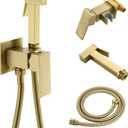 SHAMANDA Warm Water Bidet Sprayer for Toilet with Hot and Cold Brass Rough-in Valve, Stainless Steel Handheld Bidet Attachment Set for Feminine, Pets and Baby Diaper Wash, Brushed Gold, BDS08-3