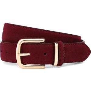 HOTWILL Women Suede Belt for Jeans Dresses Fashion Chunky Ladies Waist Belts with Gold Buckle (Medium: 29"-32" (Pant 8-10), Wine Red)