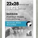 Americanflat 22x28 Poster Frame with Polished Plexiglass - Use as 18x24 Frame with Mat or Display 22x28 Photo Without Mat - Hudson Collection - Wide Picture Frames for Wall Display - Grey Wood