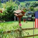 Large flag pole holder for outside house,Akeydeco house Flag Pole 1 Pack 60 Inch for 28 x 40 Flags with Shepherds Hooks for Outdoor Bird Feeder Pole with 5 Prongs Base(Without Solar Lights Flag)